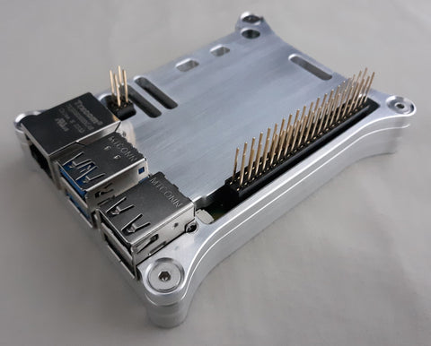 Wicked Aluminum Raspberry Pi 5 Open Shield Case with Header Extensions installed - Angle 3